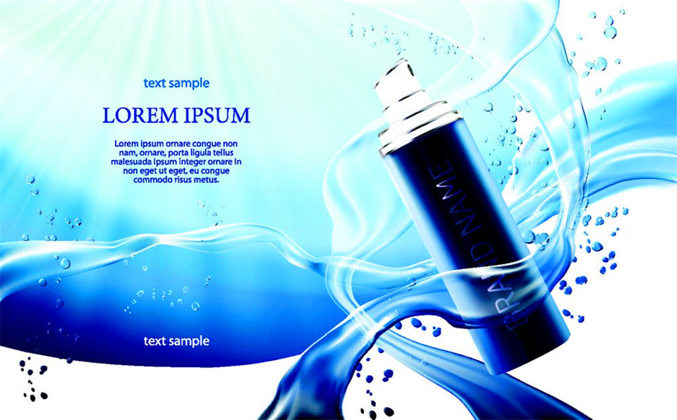 藍(lán)色水紋護(hù)膚品海報(bào)圖片